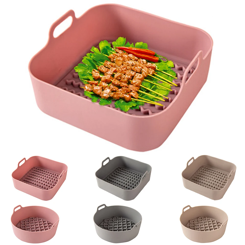 

Silicone Pot AirFryer Pot Air Fryers Thicken Pizza Bread Barbecue Basket Oven Heating Baking Pan Fried Chicken Accessories