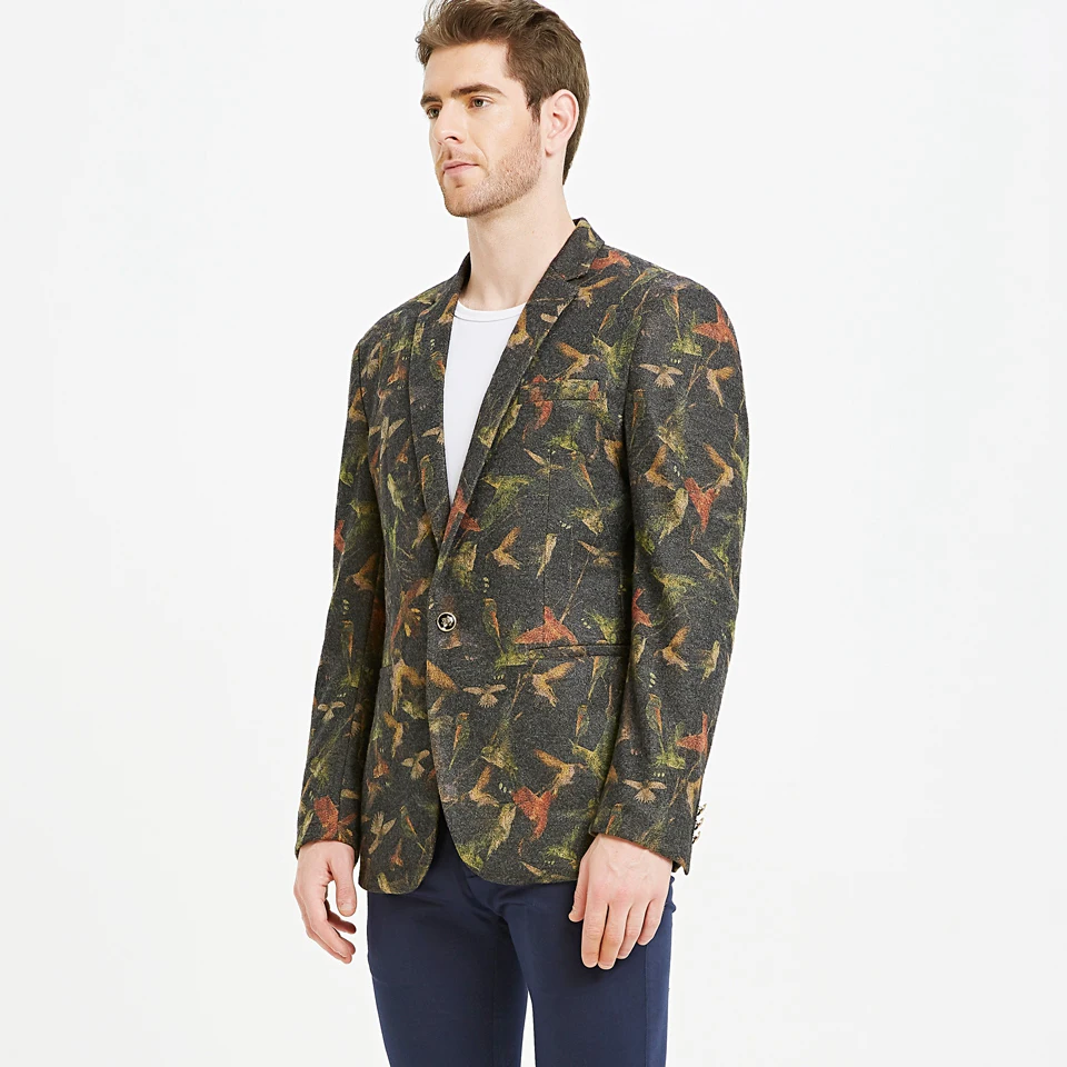 Легкая в уходе износостойкая модная мужская куртка с 3D принтом птиц качественный