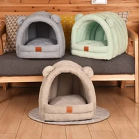 cartoon warm cat bed pet basket kennel cozy kitten lounger cushion cat house tent soft small dog mat bag washable cave cat bed