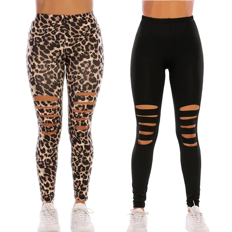 

Leopard Black Leggings Women Pants Black Punk Thick Jeggings High Waist Legging Slim Trousers woman pants