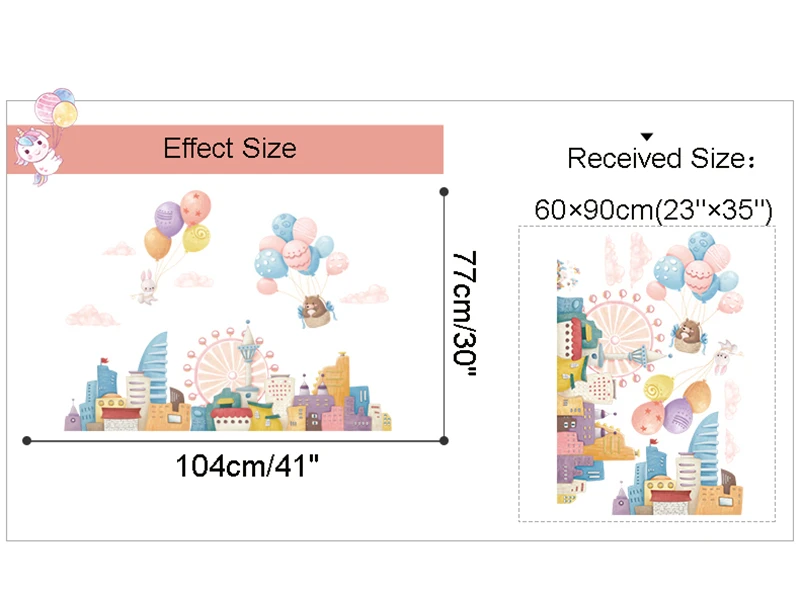 

Cartoon Hot Air Balloon Animals Wall Stickers for Kids Rooms Bedroom Living Room Decoration Children's Wallpaper Self Adhesive