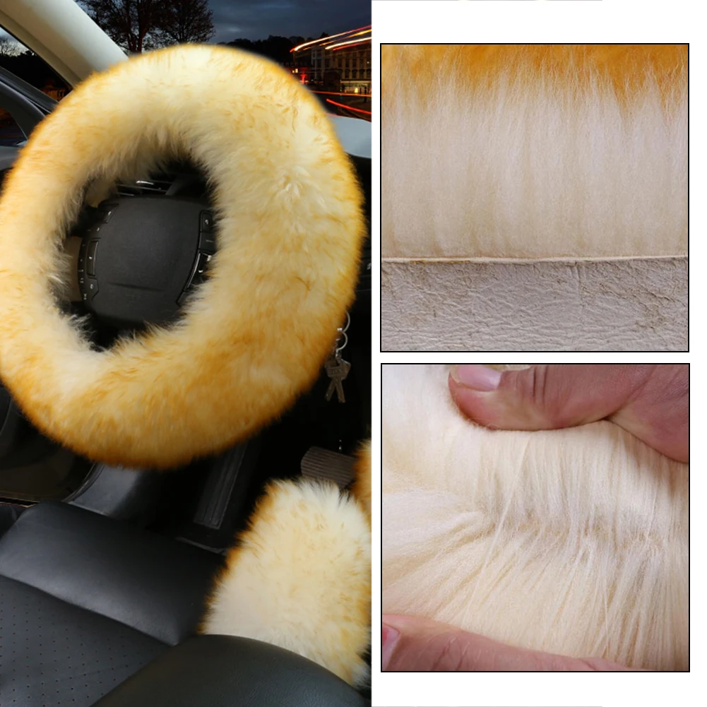 3 шт. Меховой чехол на руль автомобиля для девочек зимний теплый плюшевый мягкий