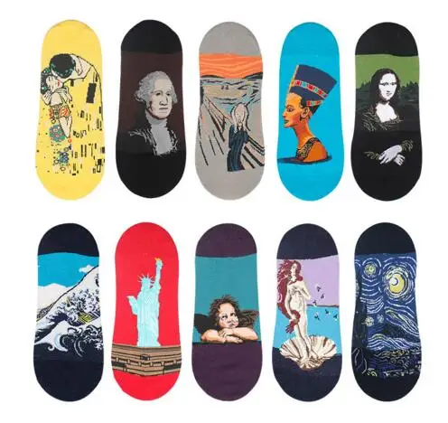 2019 Vintage Art Painting Short Socks Unisex Women Men Starry Night Artistic Streetwear Ankle unisex k2747 | Мужская одежда