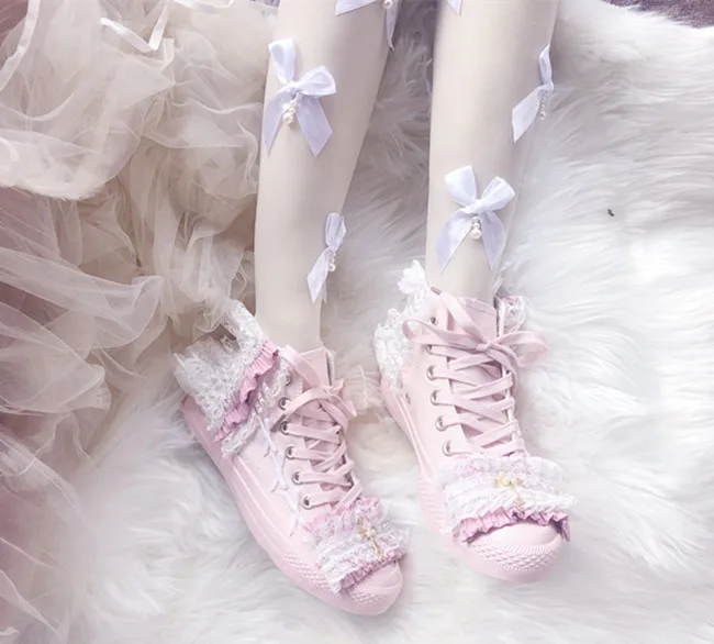 Туфли женские на плоской подошве красивые парусиновые туфли принцессы с розовым