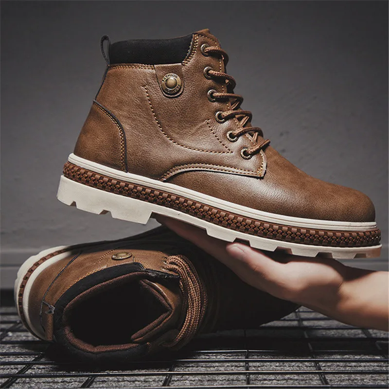 Мужская обувь Martens кожаная зимняя теплая крутые мужские мотоциклетные ботильоны