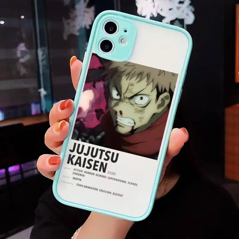 

Jujutsu Kaisen Satoru Gojo anime Phone Case For iPhone 12 11 Mini Pro XR XS Max 7 8 Plus X Matte transparent blue Back Cover
