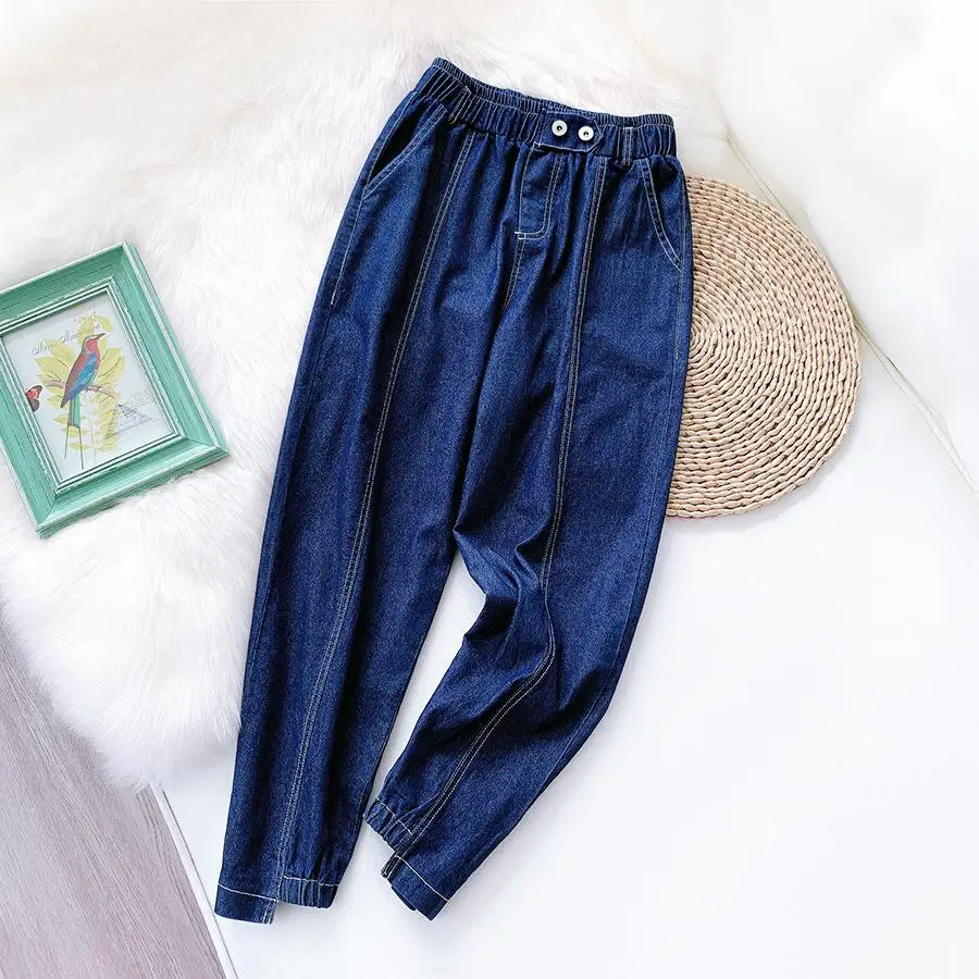 

ICHOIX Women's Harem Cargo Pants Summer Trouser Harajuku Pants Loose Nine Pants Korean Style Casual High Waist Jeans Women