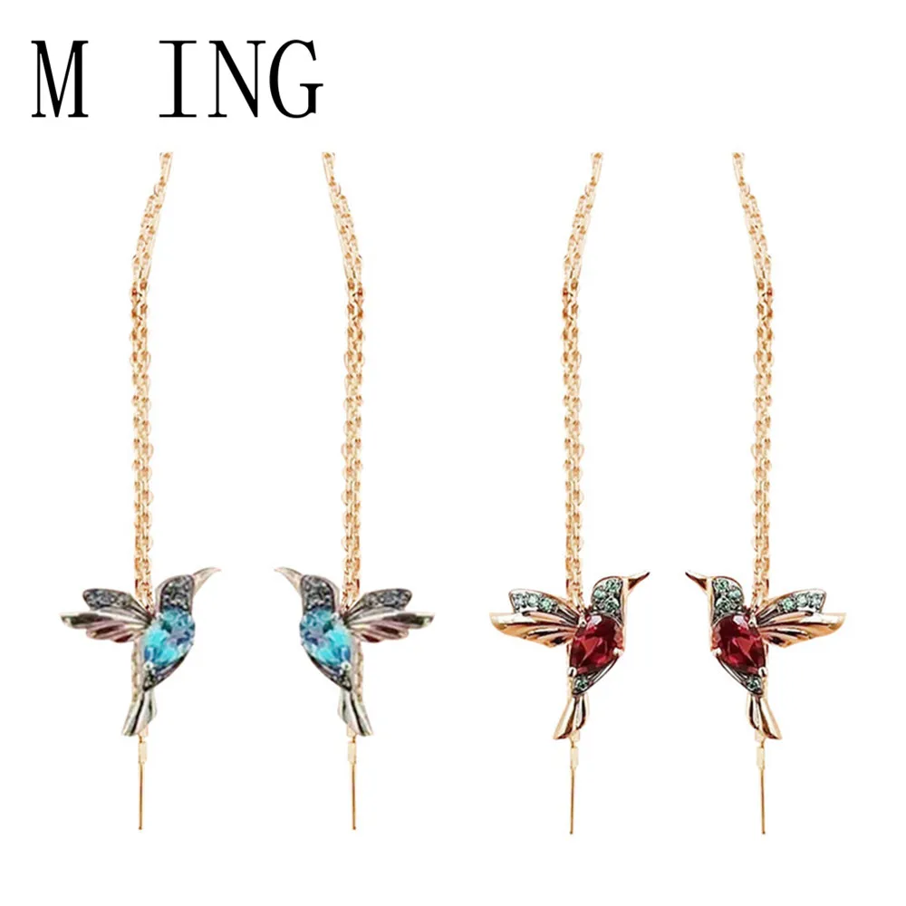 MLING новейшие длинные висячие серьги из сплава винтажные красные синие