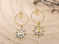 sun and star earrings witchy dangle earrings sun goddess accessories gold celestial earrings gold boho dangle earrings sun witch