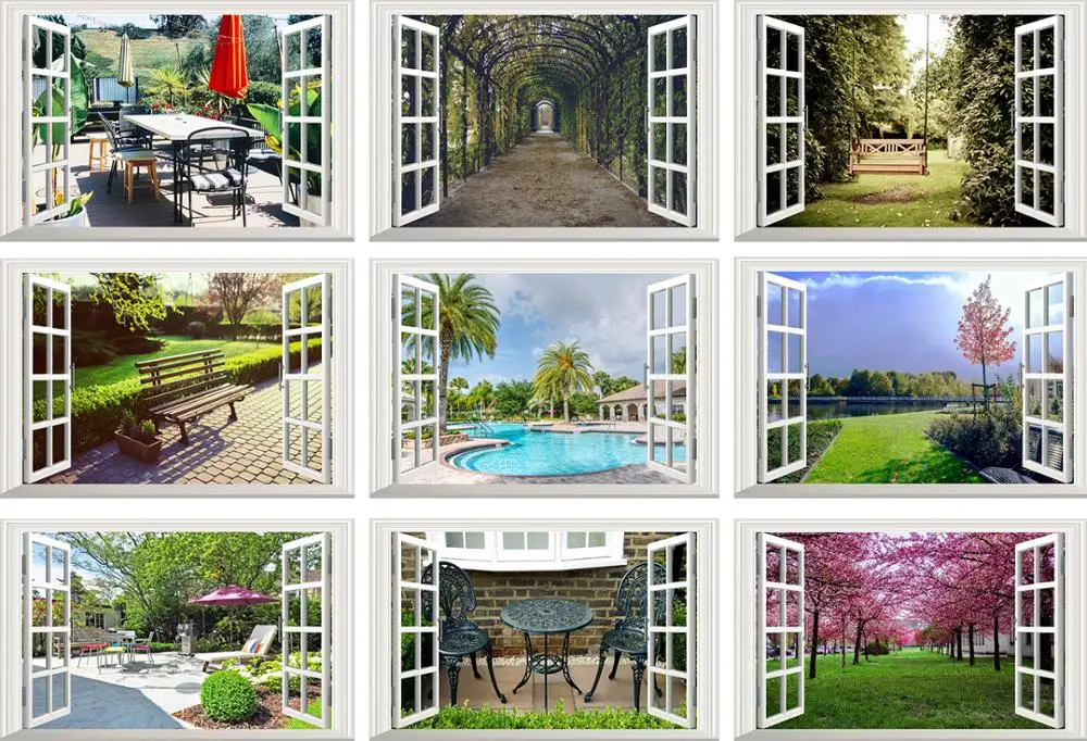 Наклейка на окно настенный стикер с пейзажем съемные обои кухня постер настенное