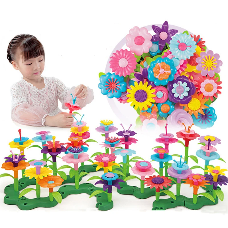 Детские пазлы строительные блоки игрушки растения Цветочный мир набор