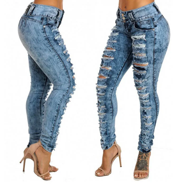 Новые модные джинсы женские 2019 тонкие длинные штаны с карманами и высокой