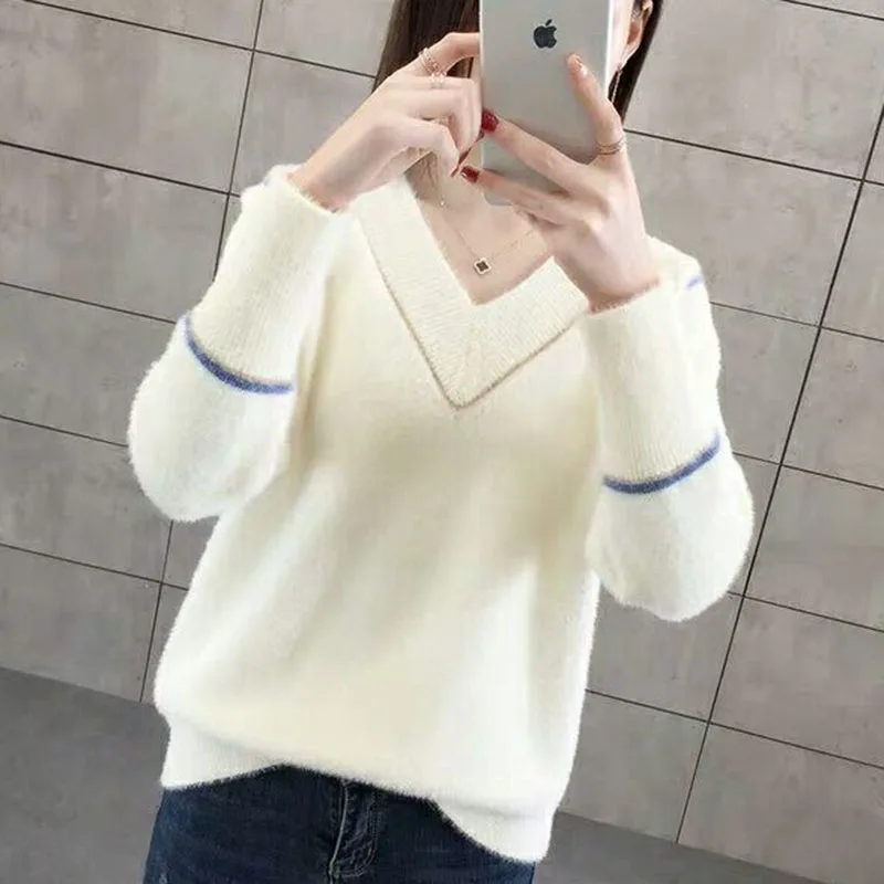 Женские свитера ярких цветов Модный осенне-зимний теплый мохеровый пуловер с