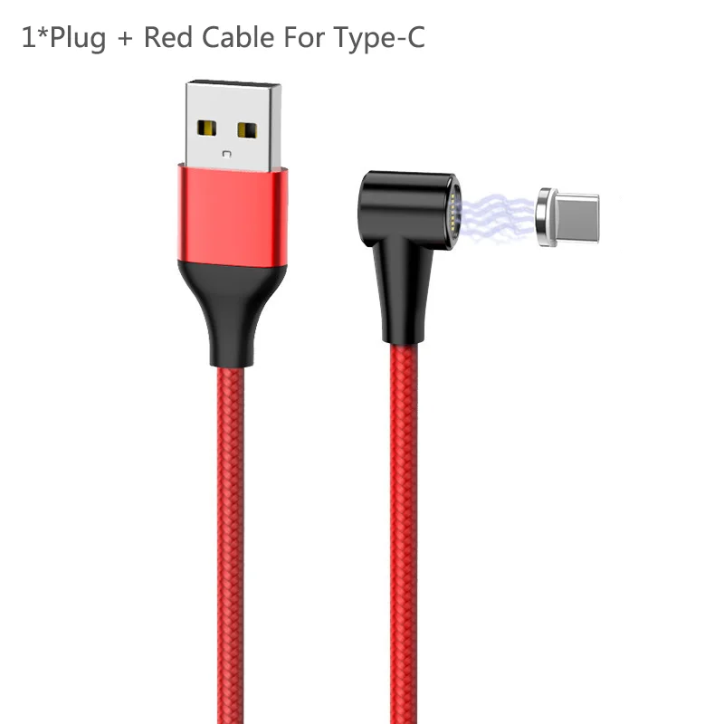 Red For Type C Магнитный кабель Micro USB кабель 90 DegreeType C Быстрая зарядка Кабо Для samsung S9 S10 huawei P30 P20 USB C Microusb кабель передачи данных C - Цвет: Red For Type C
