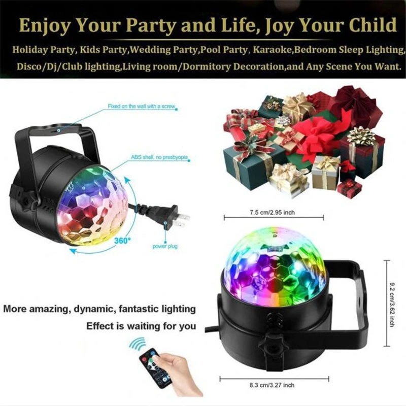 Голосовое управление RGB светодиодный сценический светильник хрустальный магический шар лазерный сценический светильник для дома вечерние диско DJ светильник s светящиеся вечерние принадлежности