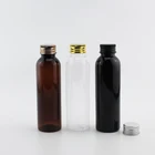 Пустая черная пластиковая бутылка 40 шт., 120 мл, алюминиевый дорожный контейнер для лосьона с винтовой крышкой, упаковка для косметики, шампуня лосьон, масло 4 унции