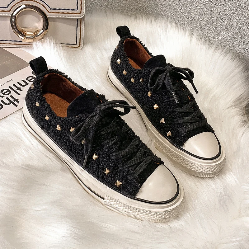 Акция женская обувь новинка 2019 Женская парусиновая Студенческая теплая