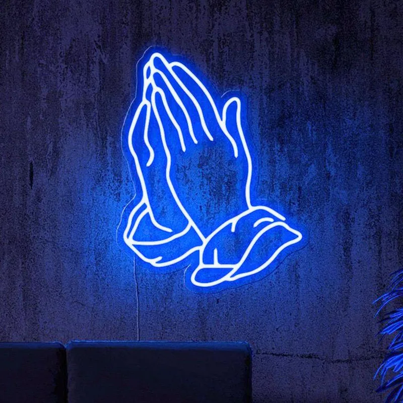 

Светодиодный эстетическое молитва об руку гибкий светильник неоновая вывеска для дома номер настенный Декор Kawaii аниме милые Спальня украш...