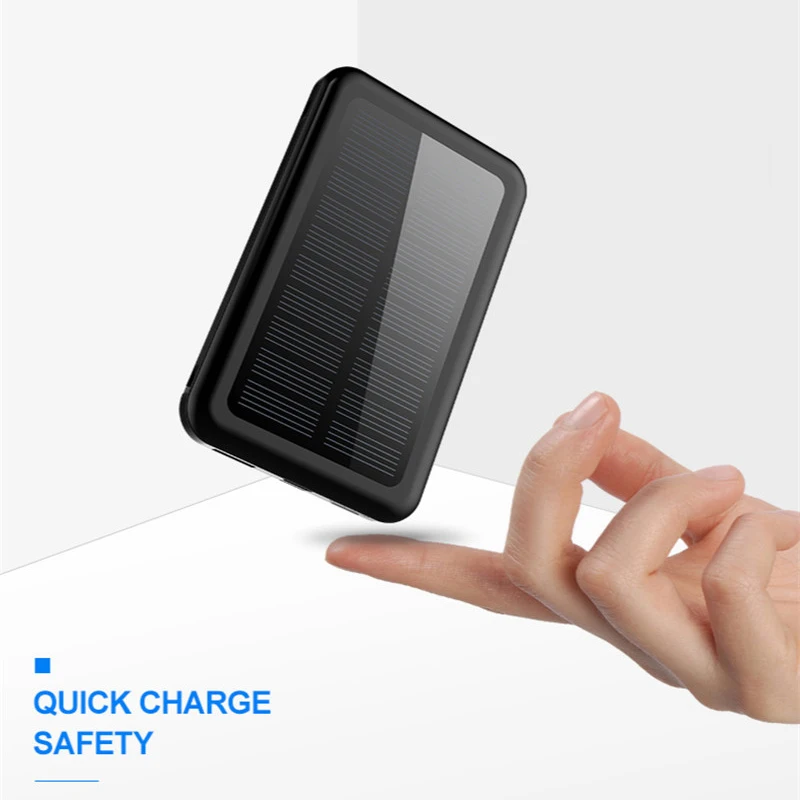 10000mAh Solar Power Bank Fast Charger Built in Cable LCD Type C Powerbank Portable Charging for Iphone Xiaomi gift | Мобильные