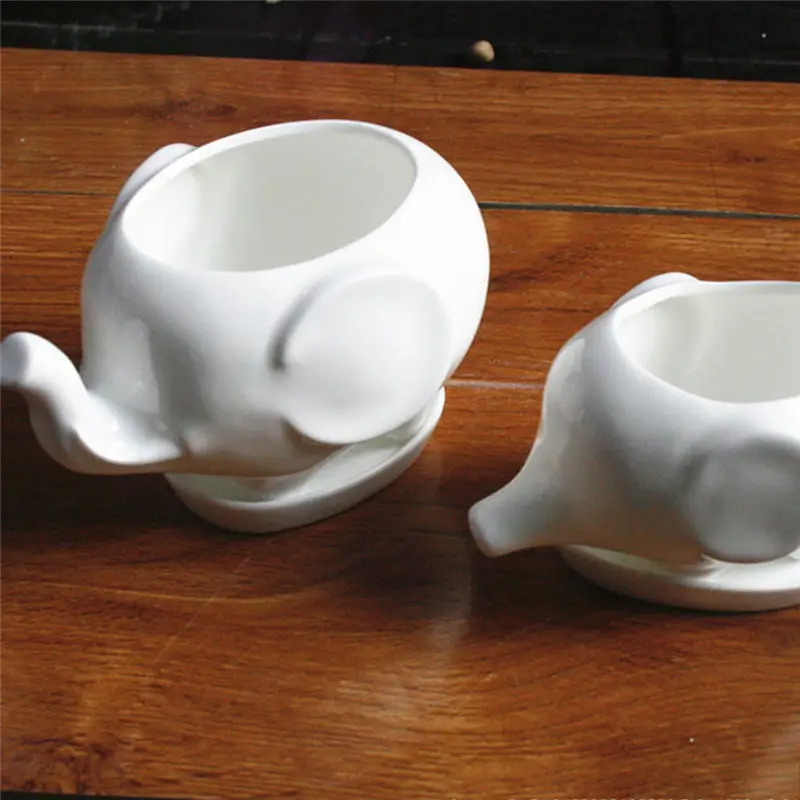 Современный домашний декор белый керамический цветочный горшок в виде слона