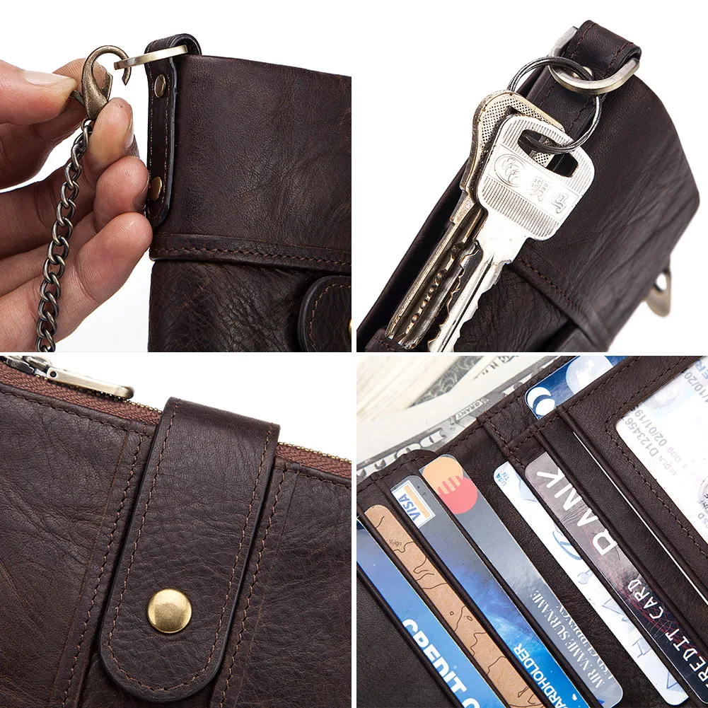Free Engraving Short Wallet Men Coin Zipper Purses Luxury Hasp Bags Genuine Leather Travel Bank Card Holder Slim Male Walet images - 6