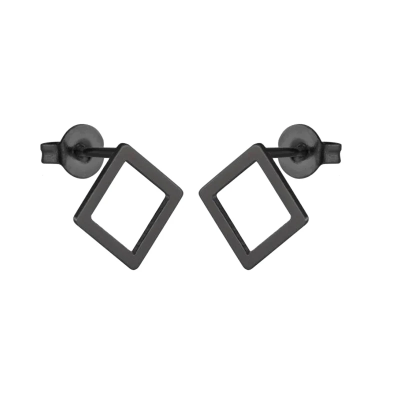 

Hfarich Dainty Stainless Steel Geometric Earrings Extremely Simple Black Color Square Earings Studs for Femme Women Daily Wear