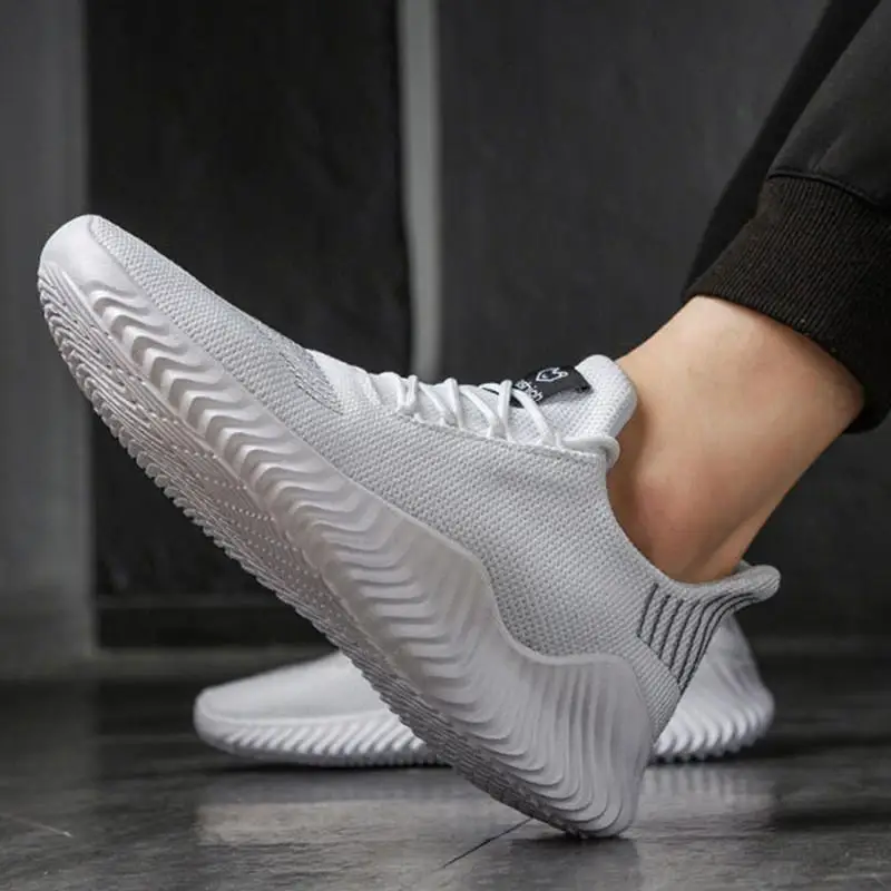 

Men's Running Sports Shoes Vulcanize Mesh Summer Black Big Size 39-47 Lace Up Lightweight Training Sneakers Outdoor Male Shoes