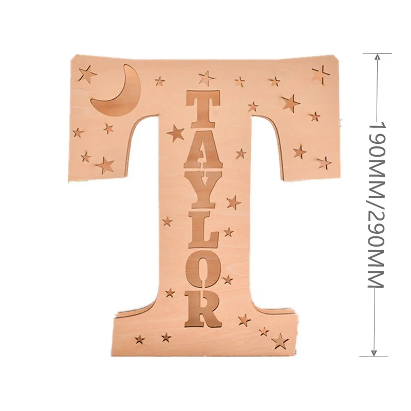 Настенный декор с именем на заказ светодиодный ночник 24 буквы со звездами луной