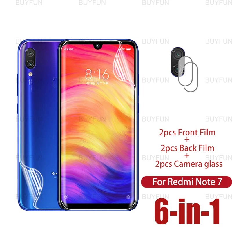 

Гидрогелевая пленка 6 в 1 для Xiaomi Redmi Note 7, 6,3 дюйма, HD, передняя и задняя Защитная мягкая пленка для redmi redmy note 7 pro, 7s, пленка для камеры