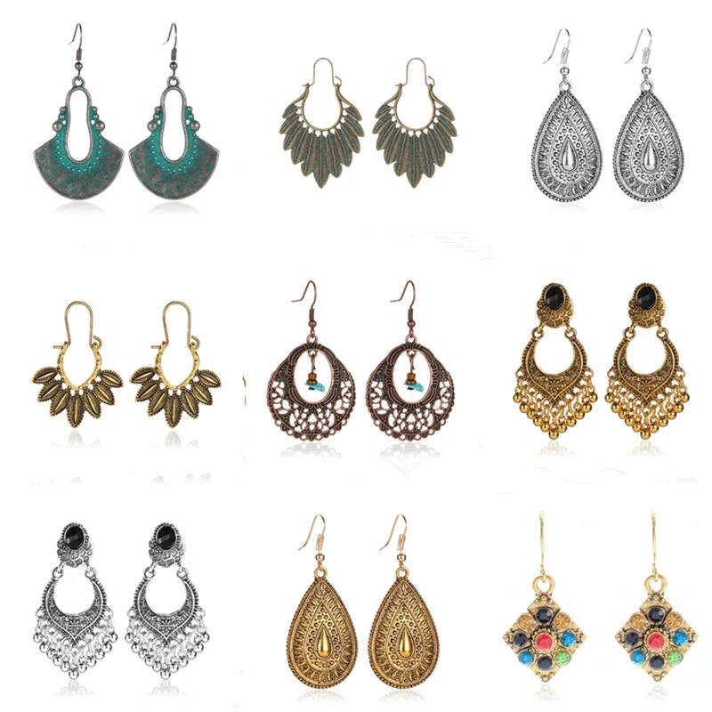 Древнетибетское филигранный цветок Изысканная серьга Бохо Винтажные Ювелирные