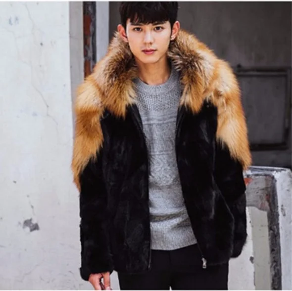 Мужская шуба из искусственного лисьего меха 2019 зима плюс размер поддельные шубы