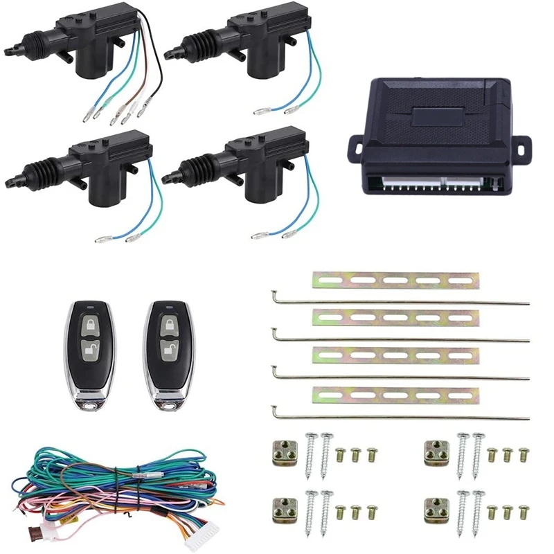 

Power Central Lock System Kit Car Keyless Entry Kit with Actuator - Universal Fits for 2,3,4 Doors Vehicles