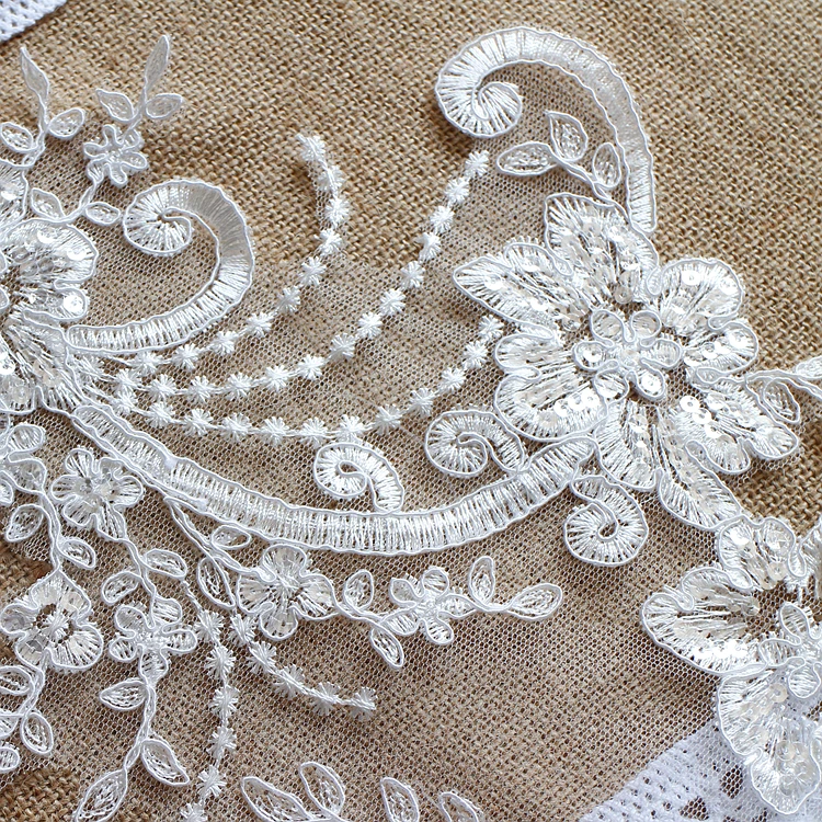 

french lace DIY embroidery lace applique motifies wedding dress lace patch