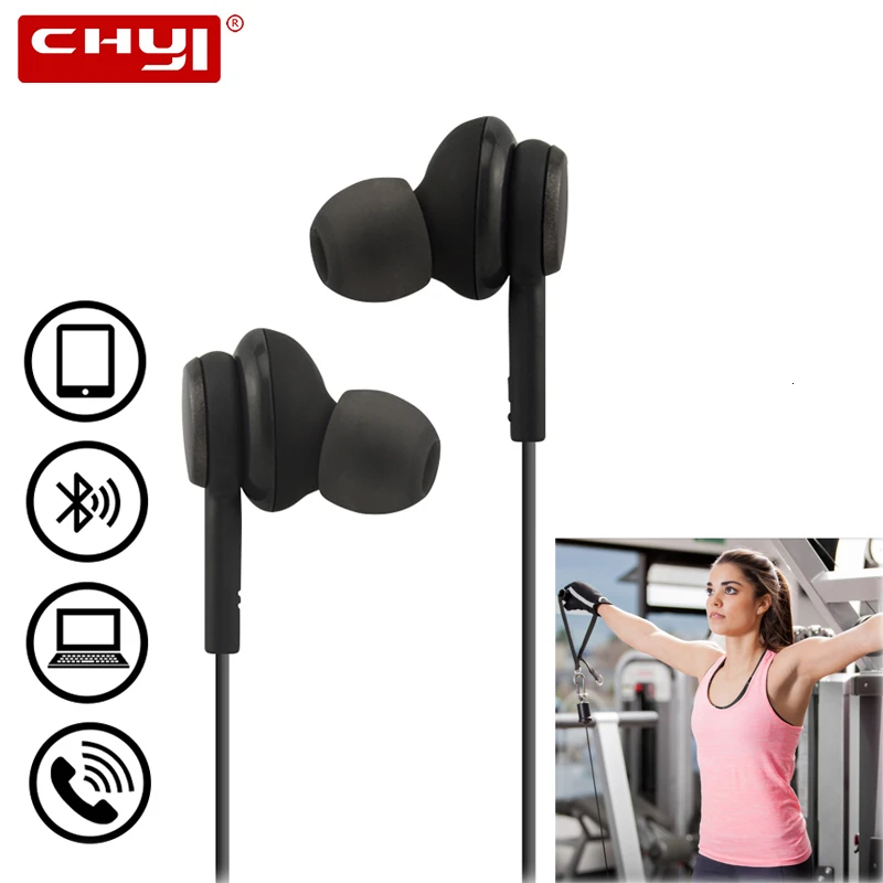 Наушники вкладыши CHYI с микрофоном Проводная игровая гарнитура спортивные Hi Fi