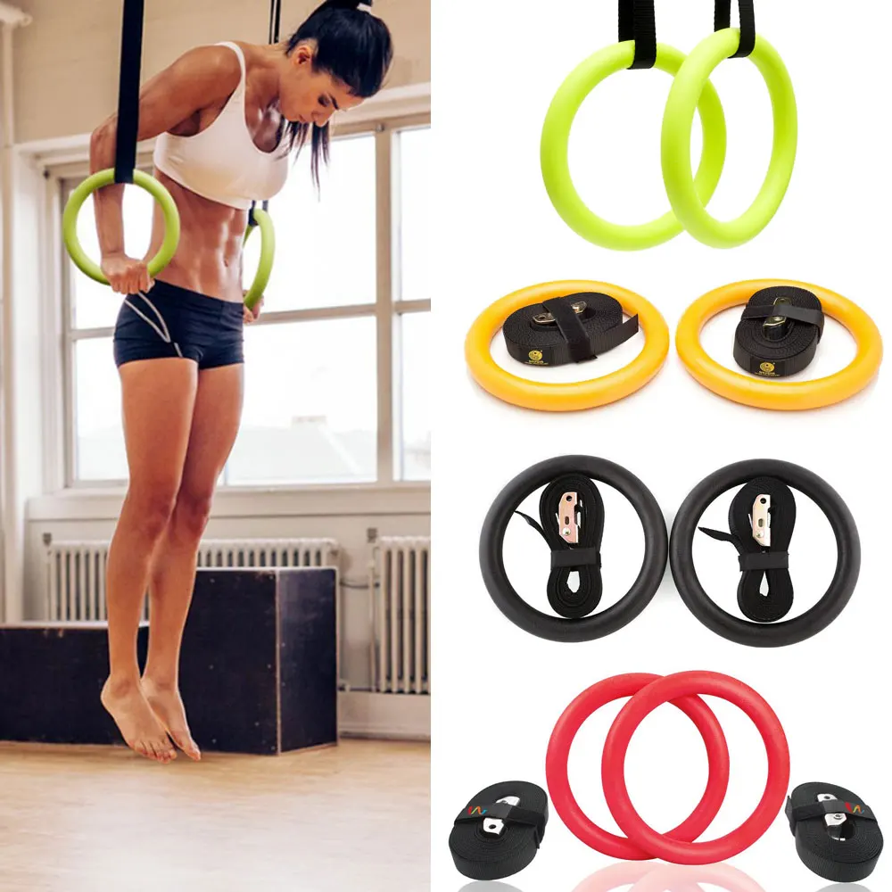 

High Quality ABS Exercise Fitness Gymnastic Rings Gym Exercise Crossfit Pull Ups Muscle Ups Workout For Home Gym Cross Fitness A