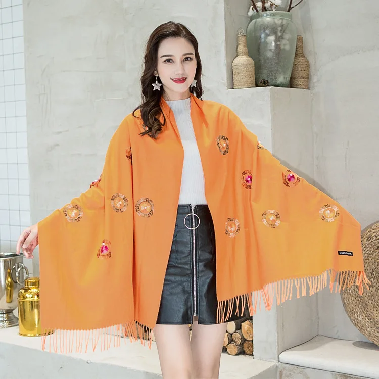 Новинка 2019! Новый женский кашемировый шарф с вышивкой Национальный двойного