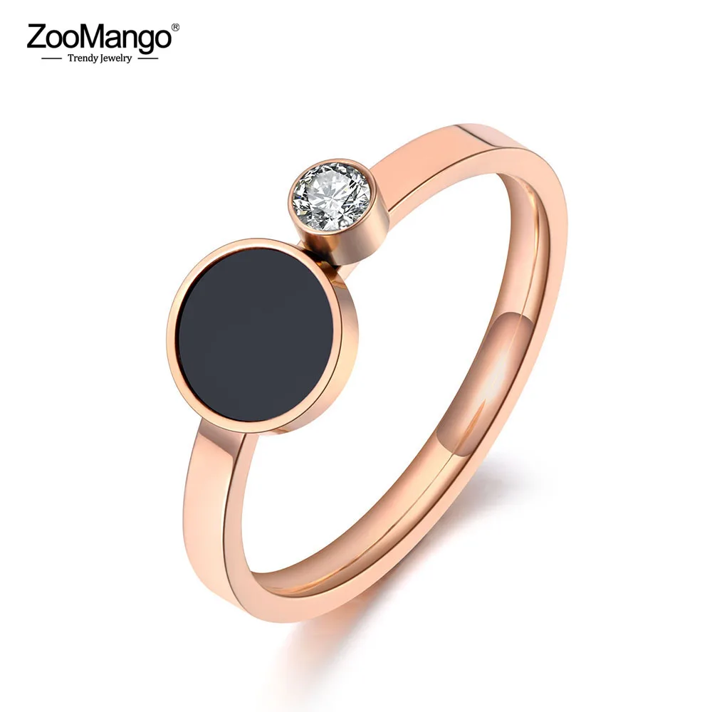 ZooMango титановая сталь одиночный кубический цирконий черный корпус кольцо