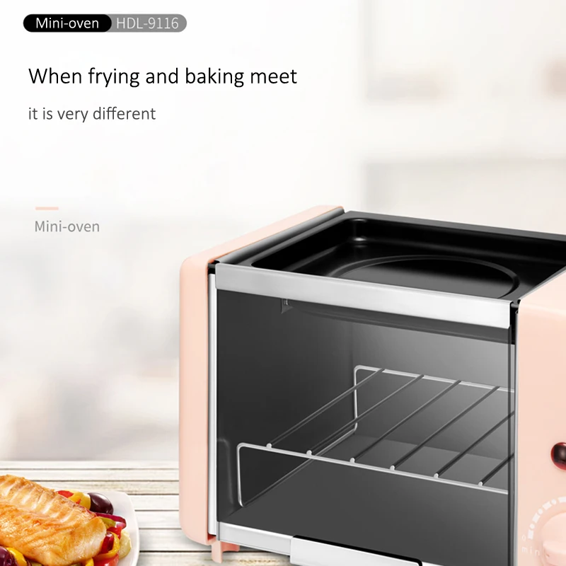 Симпатичная мини-печь для жареной выпечки два в одном машина завтрака