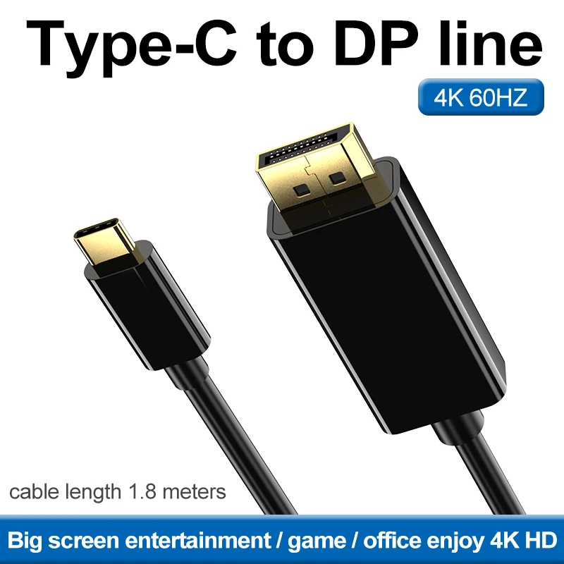 Adaptador Tipo C Para ordenador portátil DP 4K60Hz HD Cabo USB3.1, USB-C...