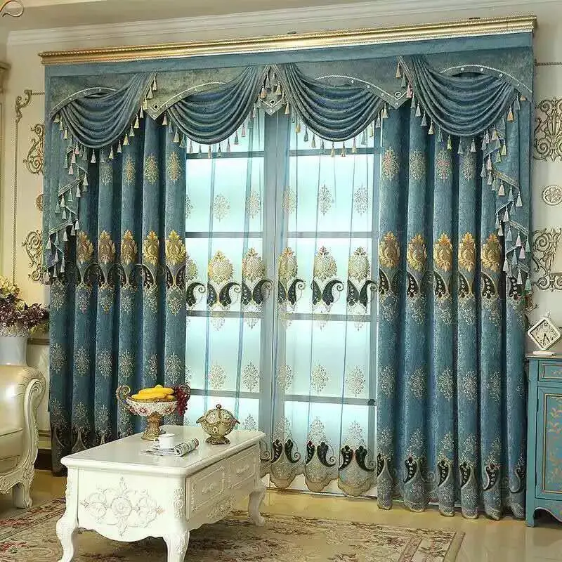 

Low Cost Chenille Curtains for Living Dining Room Embroidered Curtains Custom Vertical Curtain European Curtain Style Bedroom