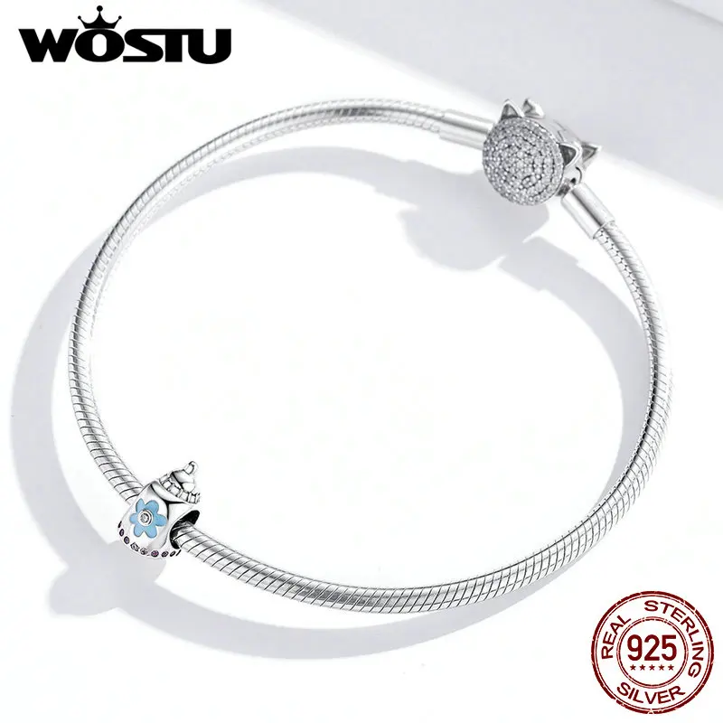 WOSTU Настоящее 925 пробы серебро детские молочные бутылочки Подвески Бусины