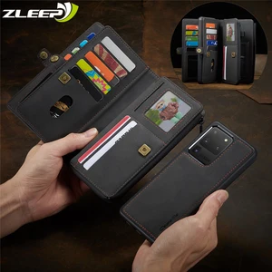 luxury zipper magnetic a52 a72 a51 a71 wallet case for samsung galaxy s21 s20 fe note 20 10 ultra plus leather removable cover free global shipping