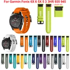 Ремешок для часов, быстросъемный силиконовый браслет для Garmin Fenix 6 6X 5X 5 3 3HR S60 MK1 Forerunner 935 945 Easyfit, 26 22 мм