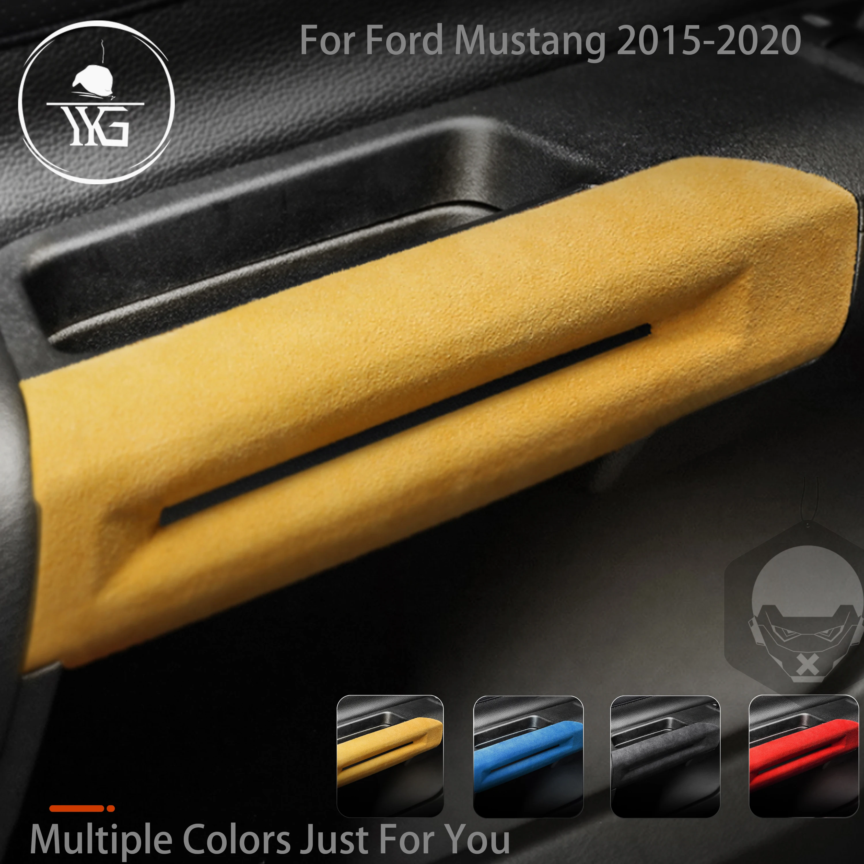 

Suede Inner Door Handles Cover Interior For Ford Mustang 2015-2020 Turn Fur Wrap Door Pull Trim Mouldings ABS Car Accessories