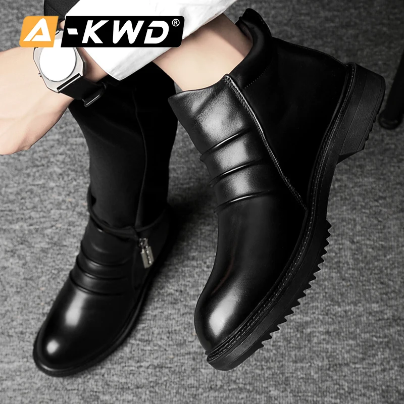 Модные деловые туфли на молнии повседневная обувь с высоким верхом мужская из