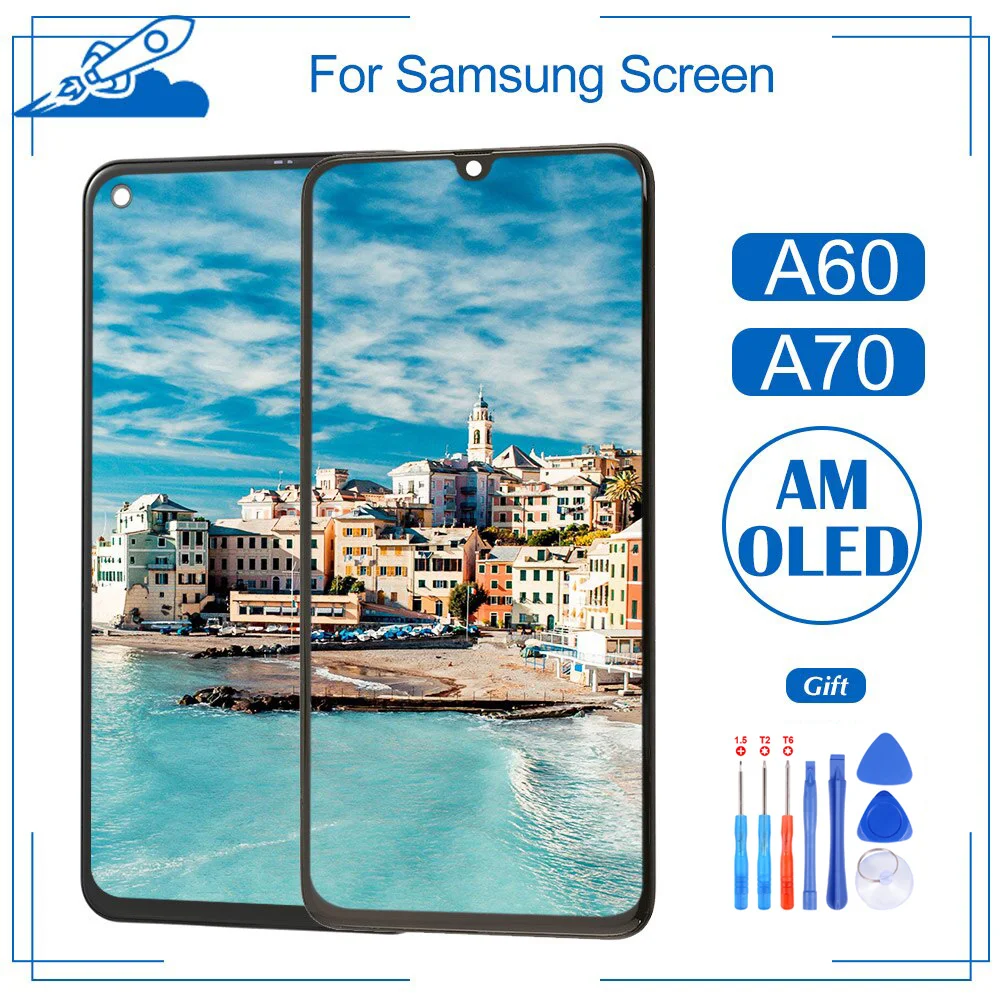 ЖК-дисплей класса AAA + OEM для Samsung Galaxy A60 M40 A70, сенсорный экран AMOLED, дигитайзер в сборе, замена без битых пикселей