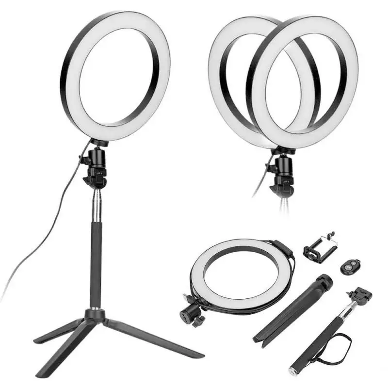 

5 In 1 Dimmable LED Selfie Ring Light Youtube Video Live 3200-5500k Photo Studio Light With Phone Holder USB Plug Tripod New