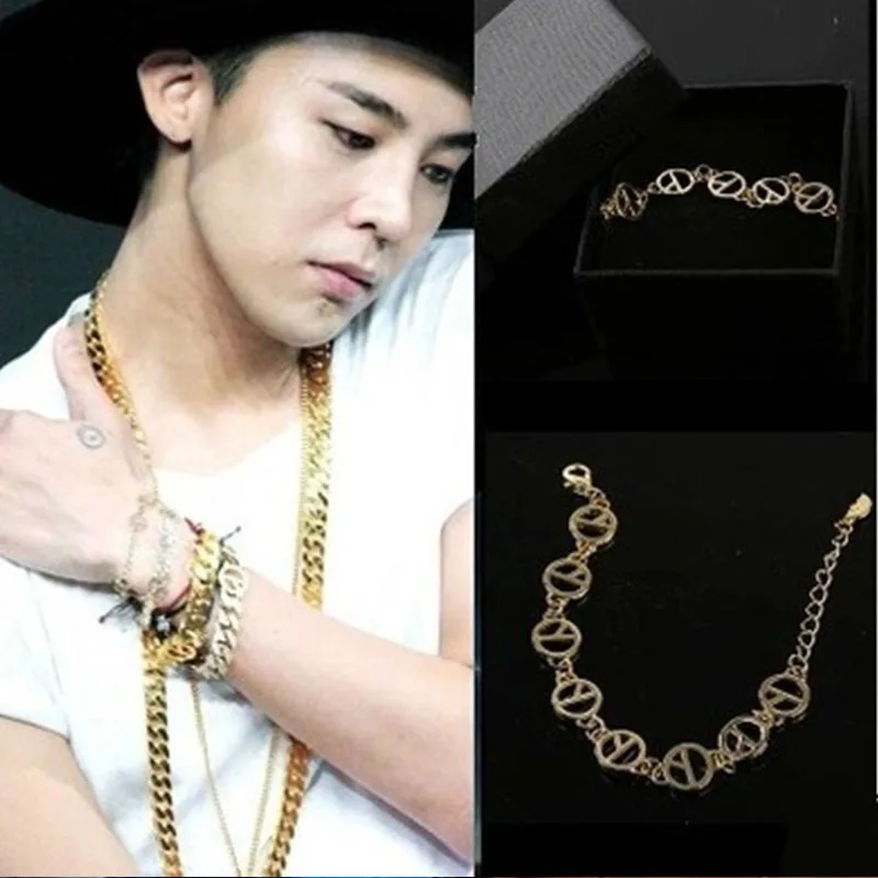 Металлические браслеты KPOP G-Dragon золотые женские ювелирные изделия Kwon Ji Yong Peaceminusone
