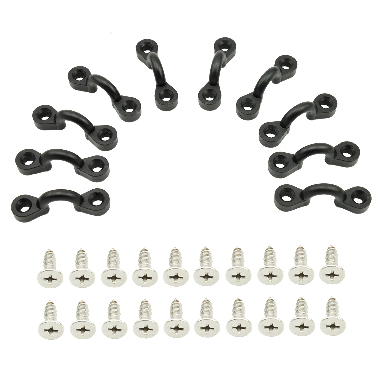

KK-A06B-10 Kayak Deck Loop Set Stable 10pcs Nylon Tie Down Pad Eyes With 20 Fixing Screws For Outdoor Fishing Boats Canoe Kayak