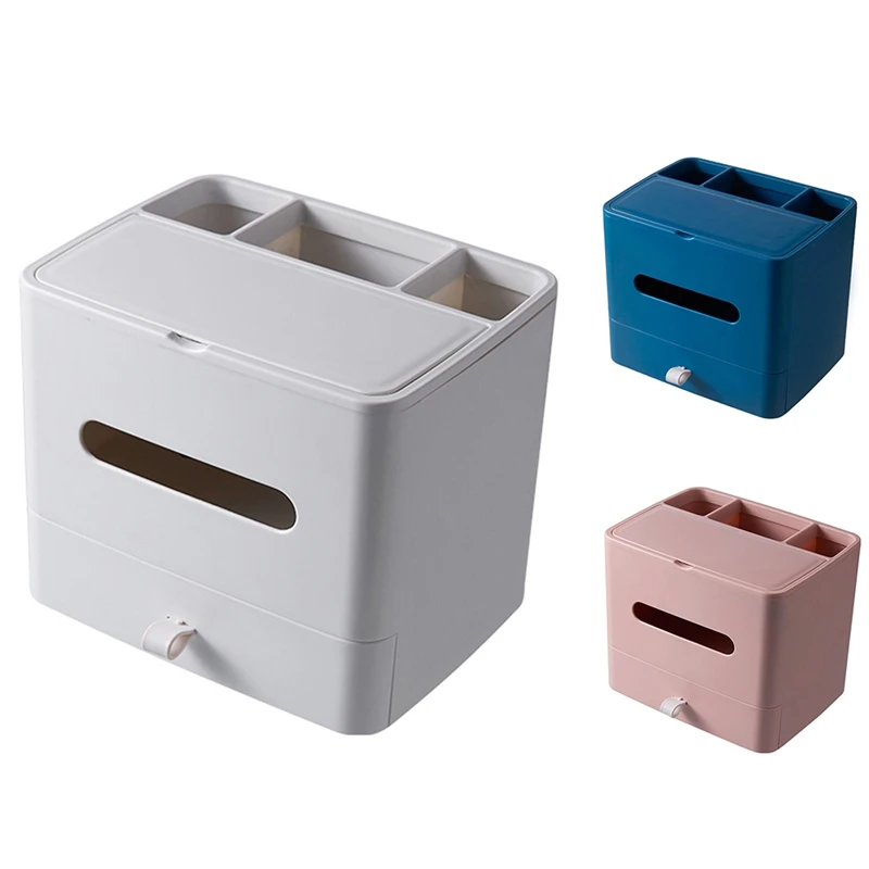

Tissue Box Home Coffee Table Remote Control Storage with Drawer Box